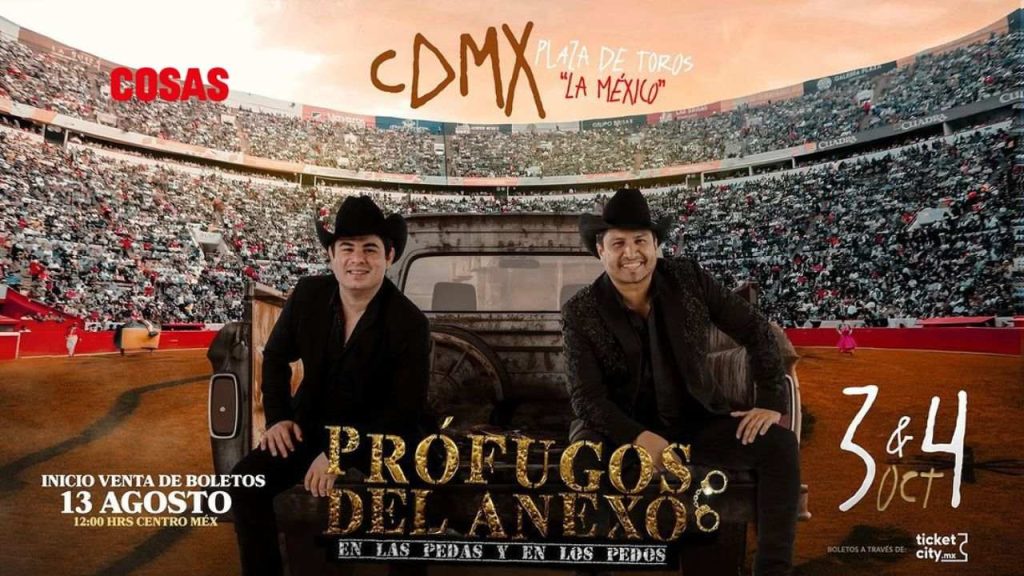 Boletos ya a la venta para Prófugos del Anexo 2024 en CDMX. Con Julión Álvarez y Alfredo Olivas, ¡no te lo pierdas! Presentaciones 3 y 4 de octubre.